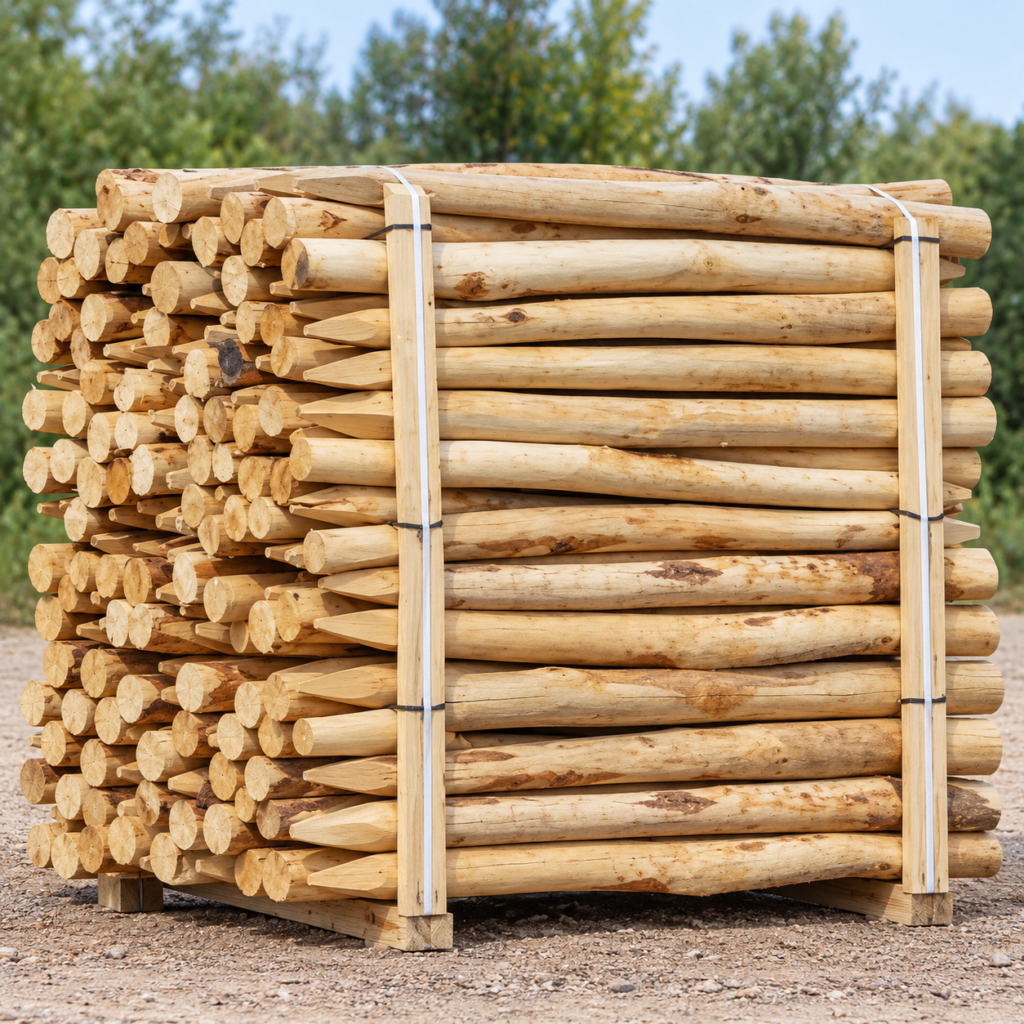Palette de rondins pointes en bois